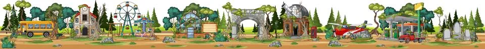 Post Apocalyptic Forest Settlement With Makeshift Survivor Camp Stock Illustration