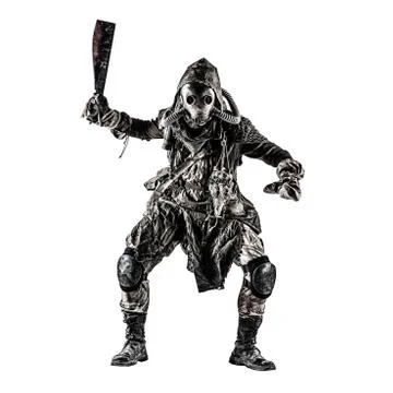 Post apocalyptic human threatening with cane knife Stock Photos