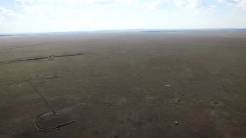 Post-apocalyptic landscape. The Semiplatinsky test site. Huge spacious fields Stock Footage 98779157