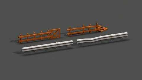 Post Apocalyptic Road Barrier and Wooden Fence 3D Model