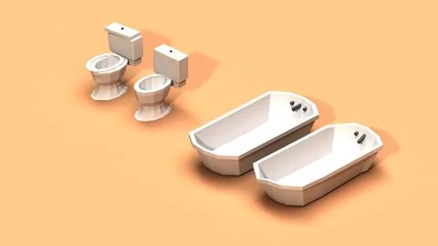 Post Apocalyptic Toilet and Bath 3D Model