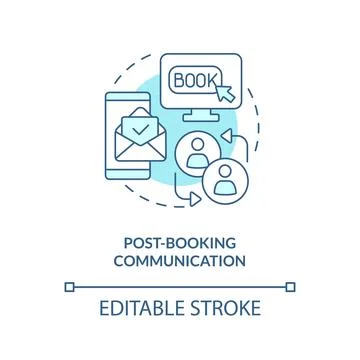 Post-booking communication turquoise concept icon Illustrazione stock