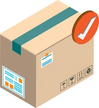 Post box and check mark illustration in 3D isometric style 스톡 일러스트