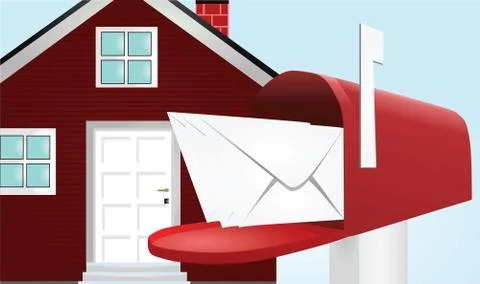 Post box and house vector Stock Illustration