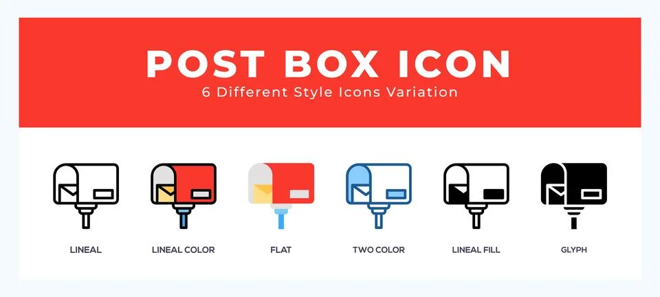 Post box icon in filled. thin line. outline stroke and flat style. 스톡 일러스트