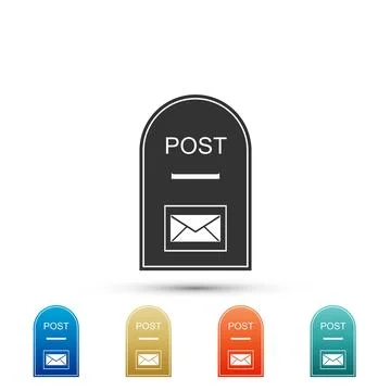Post box icon isolated on white background. Mail box sign. Set elements in .. Stock Illustration