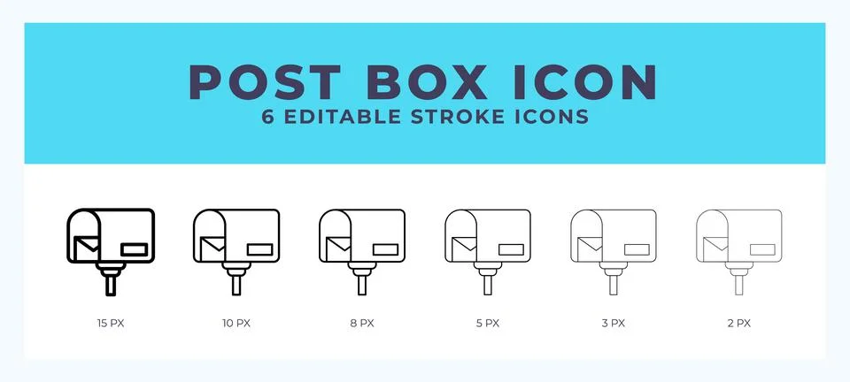 Post box line icon with different stroke. Vector illustration. Stock Illustration