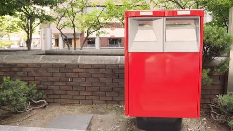 Post box red color for send mail  in japan. Stock Photos