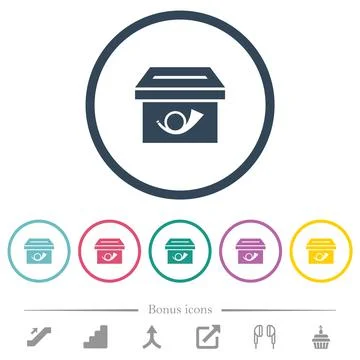 Post box solid flat color icons in round outlines 스톡 일러스트