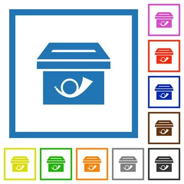 Post box solid flat framed icons イラスト素材