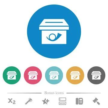 Post box solid flat round icons イラスト素材