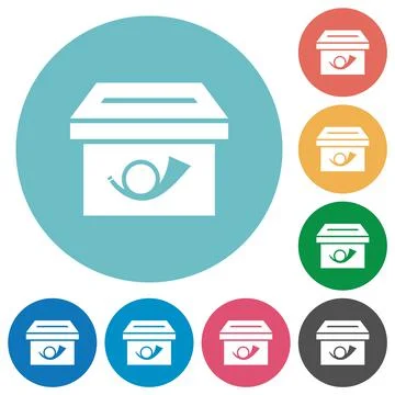 Post box solid flat round icons Stock Illustration