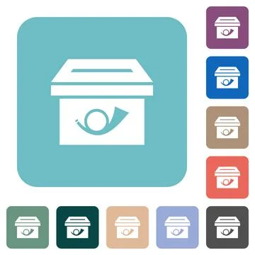 Post box solid rounded square flat icons Illustrazione stock