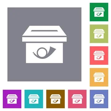 Post box solid square flat icons 스톡 일러스트
