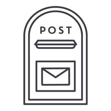 Post box vector line icon, sign, illustration on background, editable strokes Illustrazione stock
