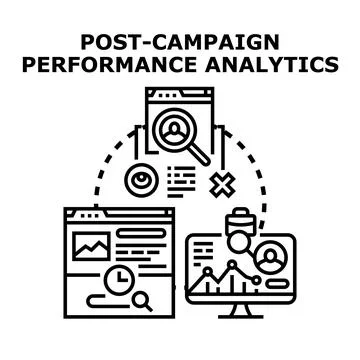 Post campaign performance analytics analyzing digital marketing data Stock Illustration