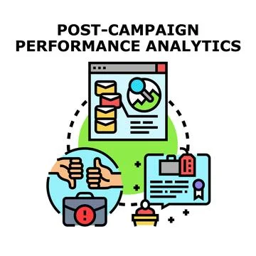Post campaign performance analytics process vector design Stock Illustration