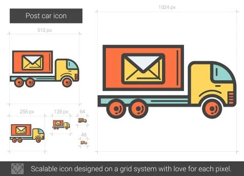 Post car line icon. Illustrazione stock