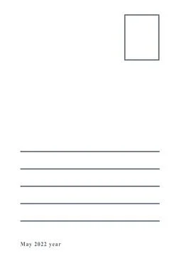 Post card back side for address and postage stamp place, vertical mockup patt Stock Illustration
