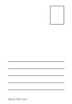 Post card letter pattern back side with copy space lines and postage stamp, v Stock Photos