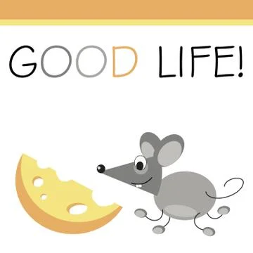Post card mouse and cheese Stock Illustration