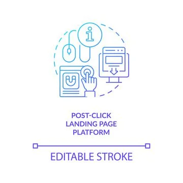 Post-click landing page platform blue gradient concept icon Stock Illustration