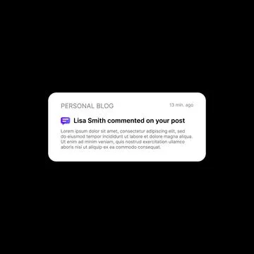 Post Comment Notification Banner Illustration. Personal Blog. Social Media UI Stock Illustration