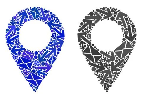 Post Communication Mosaic Map Marker Icons Stock Illustration
