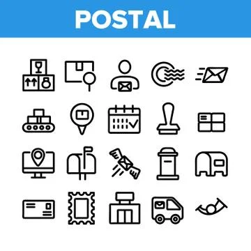 Post Company Collection Elements Icons Set Vector 스톡 일러스트