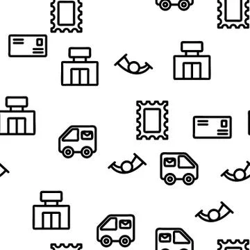 Post Company Vector Seamless Pattern Stock Illustration