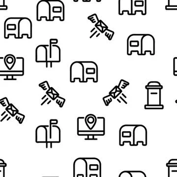 Post Company Vector Seamless Pattern Stock Illustration