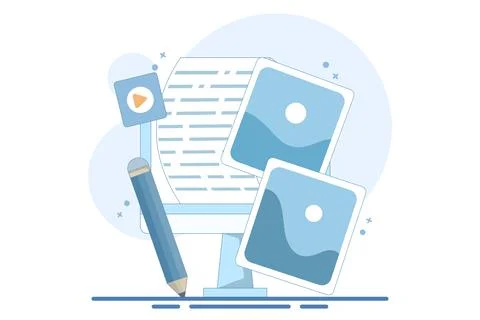 Post concept for web page, Blogger, Blog content, Blogging, banner, presentation Illustrazione stock