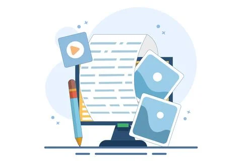 Post concept for web page, Blogger, Blog content, Blogging, banner, presentation Illustrazione stock