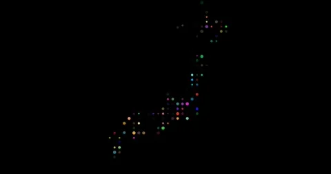 Post Conceptual Generative Circles Construct Japan Silhouette Stock Footage 316462860
