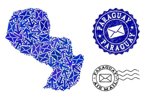 Post Delivery Composition of Mosaic Map of Paraguay and Textured Seals Ilustração Stock