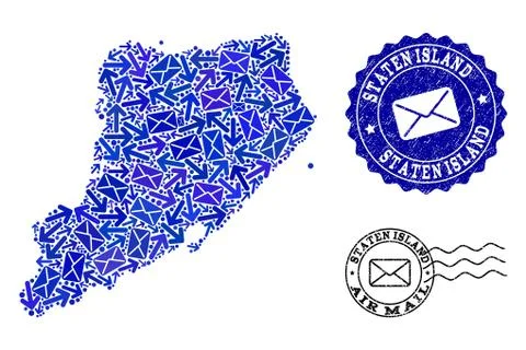 Post Delivery Composition of Mosaic Map of Staten Island and Grunge Stamps Stock Illustration