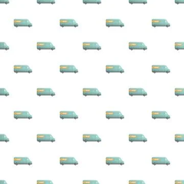 Post delivery van pattern creating seamless transport background Stock Illustration