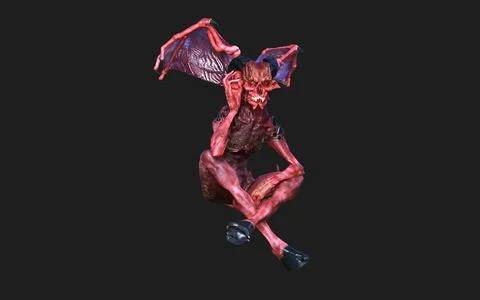 Post of Demon with Red Wings Stock Illustration