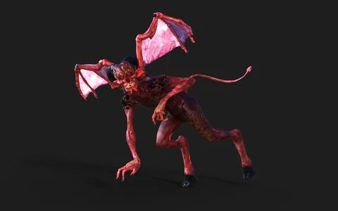 Post of Demon with Red Wings Illustrazione stock