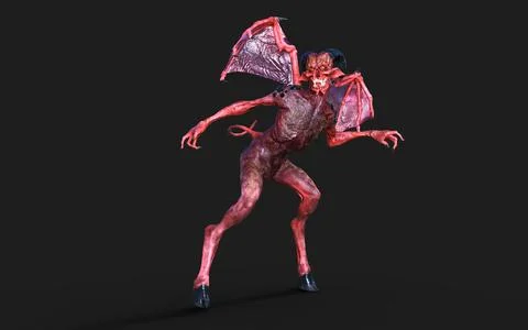 Post of Demon with Red Wings Illustrazione stock