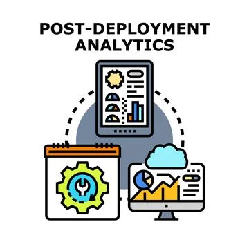 Post deployment analytics concept with digital devices Illustrazione stock
