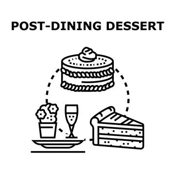 Post dining dessert concept with cake and champagne Stock Illustration