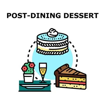 Post dining dessert concept with cake and champagne Stock Illustration