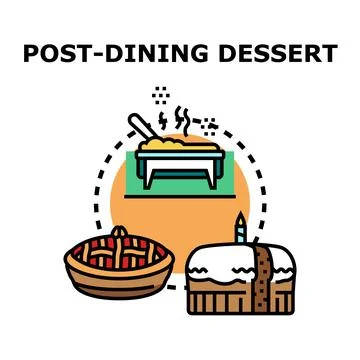 Post dining dessert dishes representing sweet treats Stock Illustration