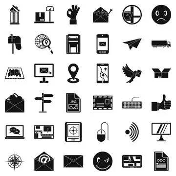 Post dispatch icons set, simple style Ilustración de archivo