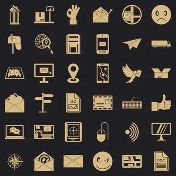 Post dispatch icons set, simple style 스톡 일러스트