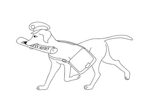 Post dog with newspaper Stock Illustration