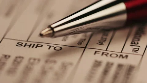 Post envelope label in closeup Stock Footage 232469361