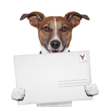 Post envelope mail stamp dog イラスト素材