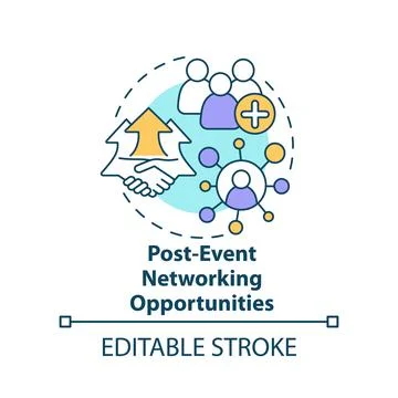 Post event networking opportunities concept icon Stock Illustration